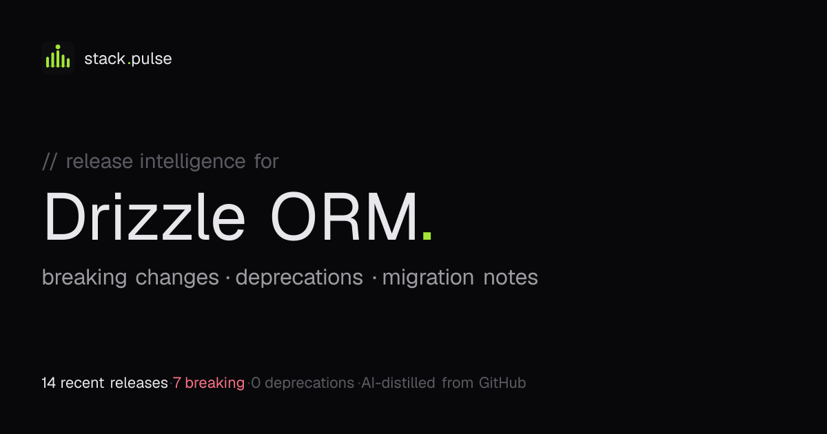 Drizzle ORM release notes, breaking changes, and upgrade notes · StackPulse